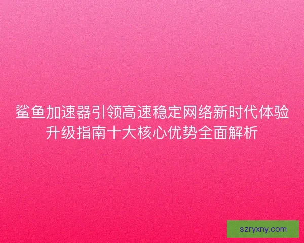 鲨鱼加速器引领高速稳定网络新时代体验升级指南十大核心优势全面解析